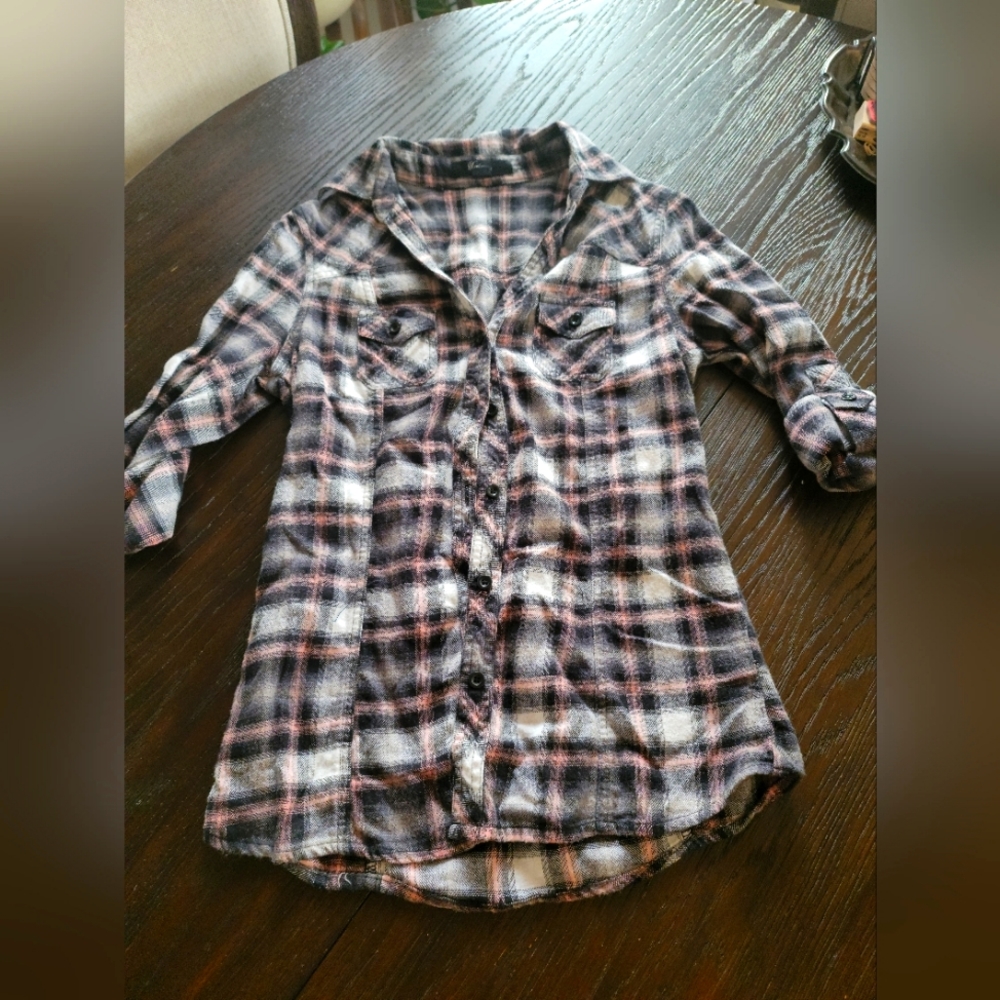 Plaid Black and Pink Button Up top.